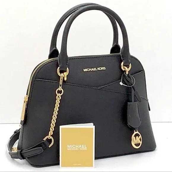 Michael Kors Jet Set Travel Medium Saffiano Leather Dome Satchel Black - Picture 11 of 16